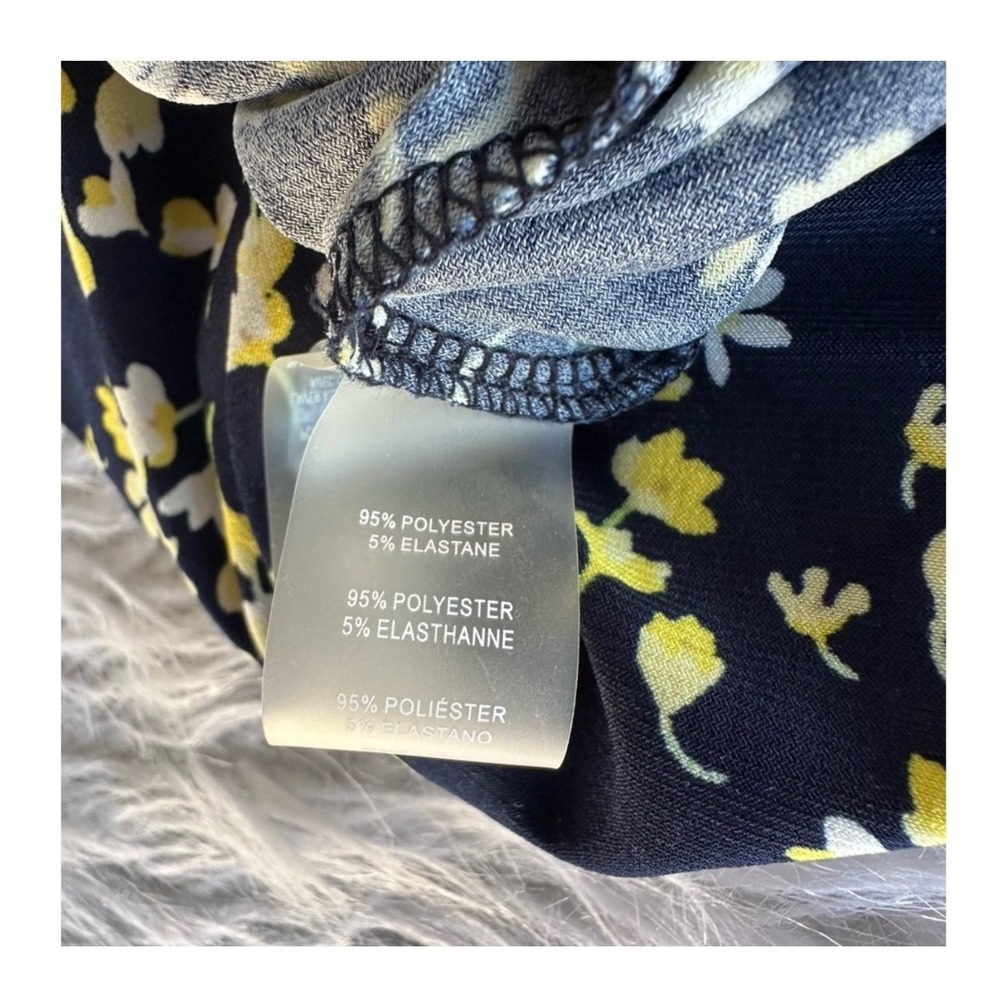 Tommy Hilfiger Dress Floral Blue Mock Neck Ruffle Shift Business Party Size 14 - Picture 4 of 5